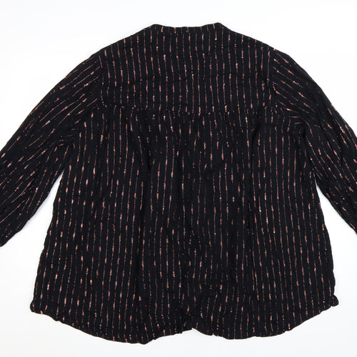 Next Womens Black Striped Tunic Blouse Size 24 Long Sleeve