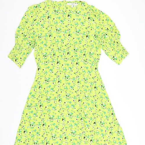 Next Women’s Green Floral Short Dress Size 8 A-Line Viscose