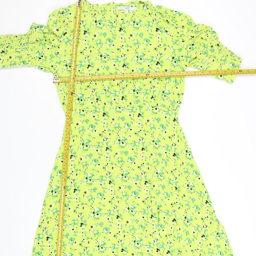 Next Women’s Green Floral Short Dress Size 8 A-Line Viscose
