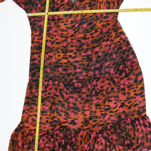 Topshop Women’s Multicoloured Animal Print A-Line Petite Dress UK 14