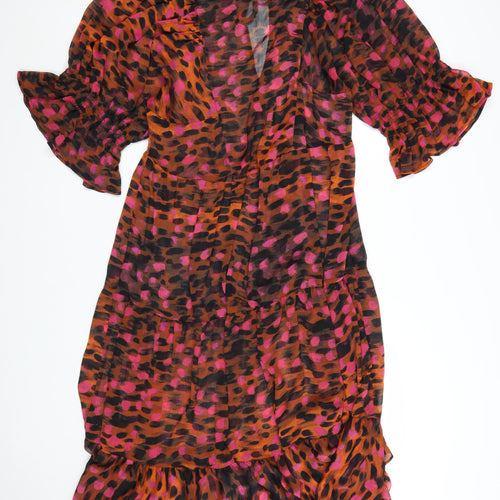 Topshop Women’s Multicoloured Animal Print A-Line Petite Dress UK 14
