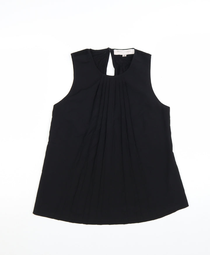 French Connection Women's Black XS Pleated Sleeveless Blouse