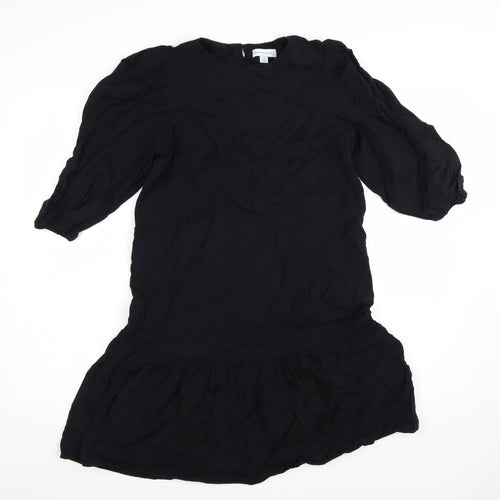 Warehouse Women’s Black Viscose Shift Dress Size 8 3/4 Sleeve