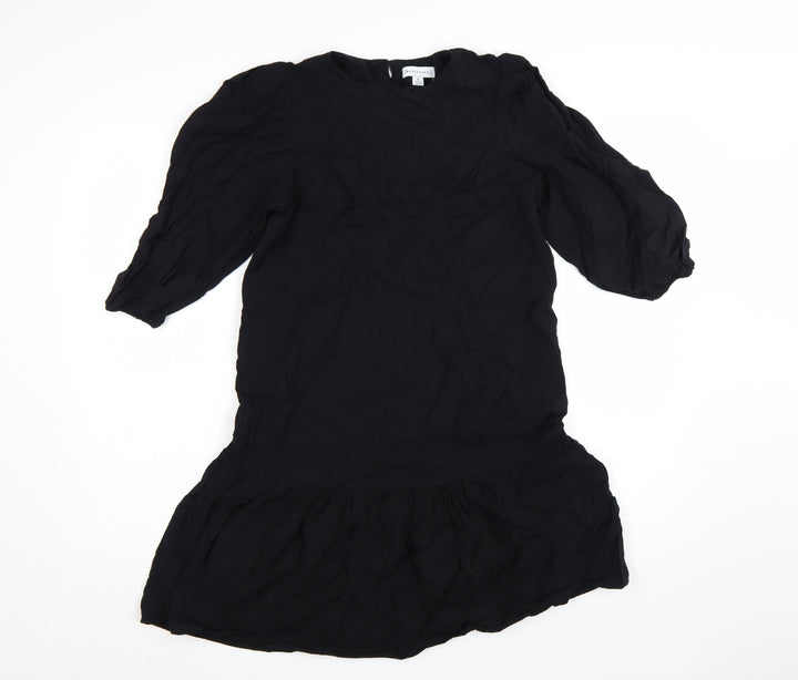 Warehouse Women’s Black Viscose Shift Dress Size 8 3/4 Sleeve