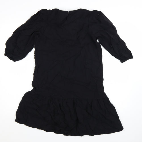 Warehouse Women’s Black Viscose Shift Dress Size 8 3/4 Sleeve