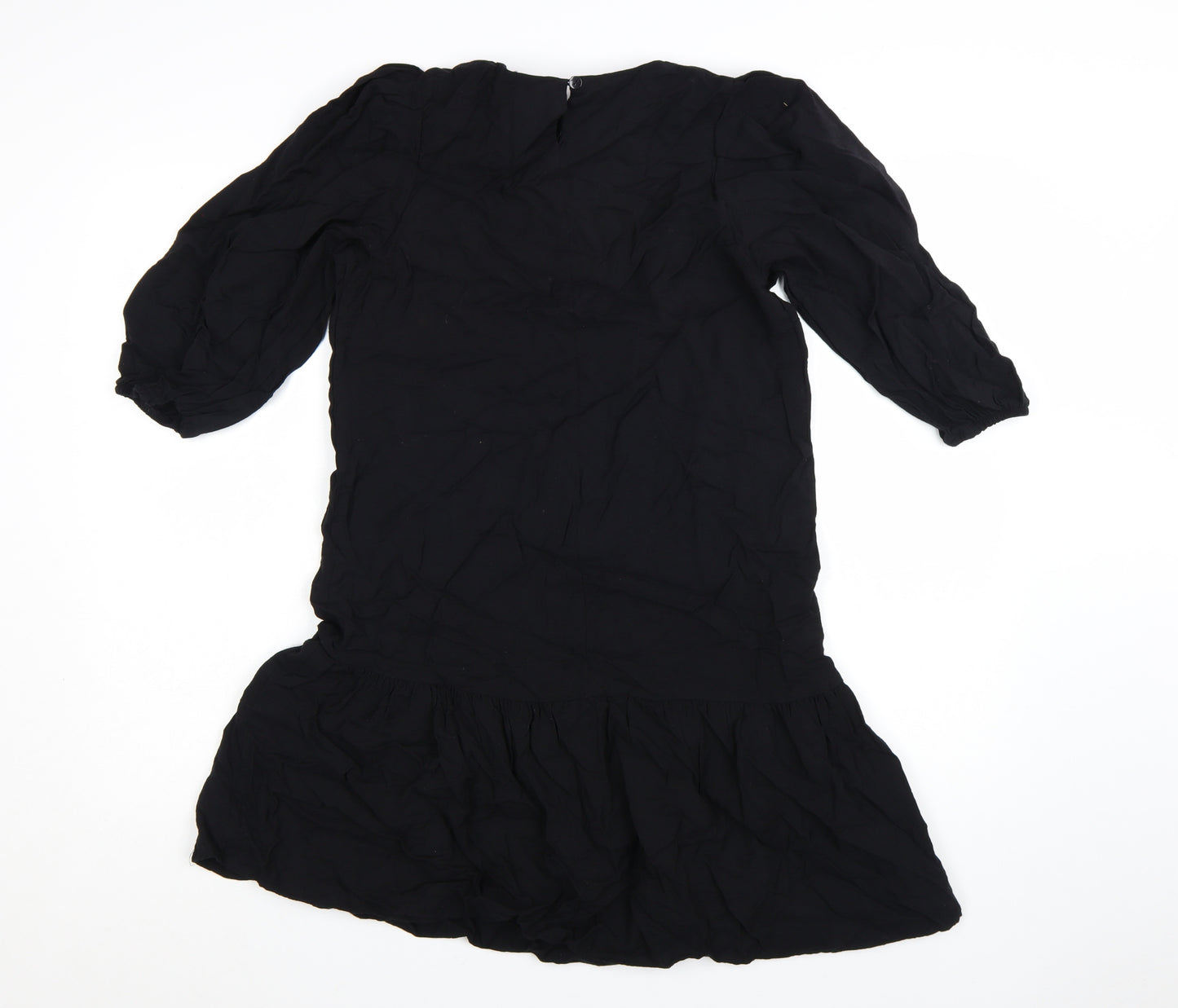 Warehouse Women’s Black Viscose Shift Dress Size 8 3/4 Sleeve