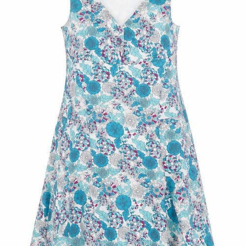 FatFace Women's Blue Floral Cotton A-Line Sleeveless Dress Size 12