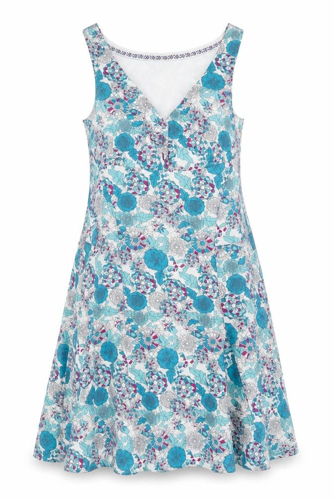 FatFace Women's Blue Floral Cotton A-Line Sleeveless Dress Size 12
