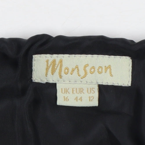 Monsoon Women Black Knee Length A-Line Skirt Size 16