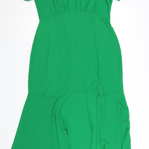Ro&Zo Women’s Green Midi Fit & Flare Puff Sleeve Dress Size 14