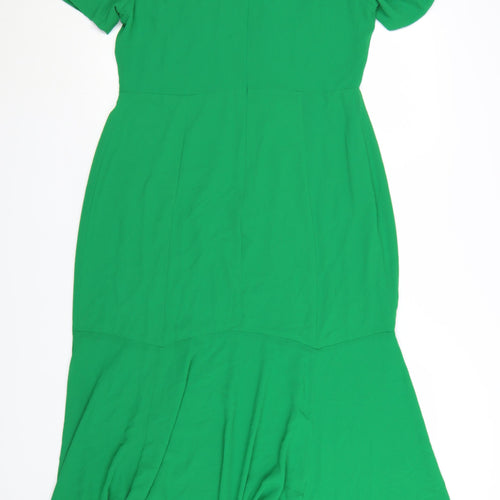 Ro&Zo Women’s Green Midi Fit & Flare Puff Sleeve Dress Size 14