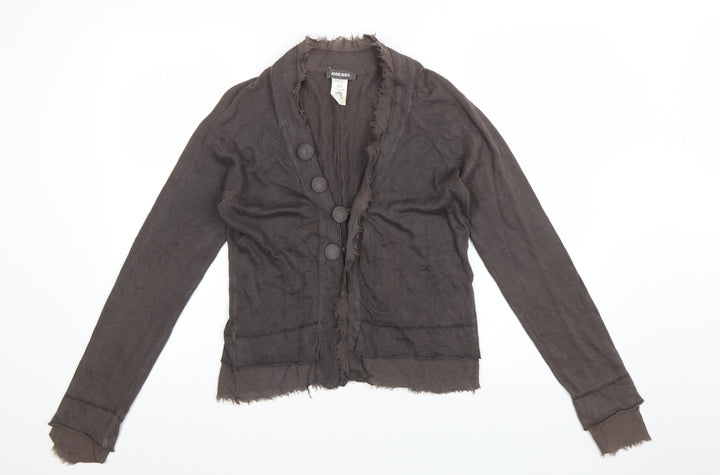 Diesel Womens Brown Cotton Cardigan L Long Sleeve Button Front