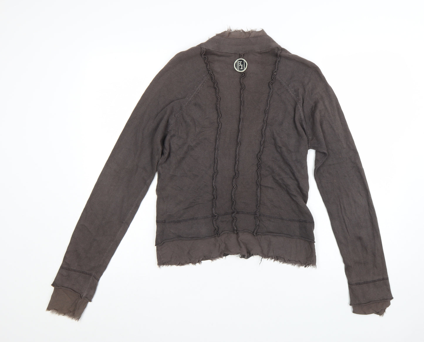 Diesel Womens Brown Cotton Cardigan L Long Sleeve Button Front