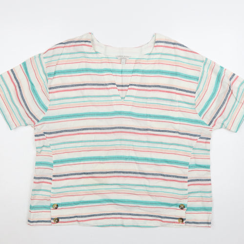 Monsoon Women’s Multicoloured Striped Linen Blend Tunic Blouse L