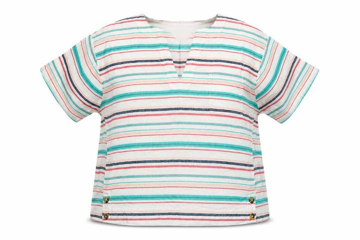 Monsoon Women’s Multicoloured Striped Linen Blend Tunic Blouse L