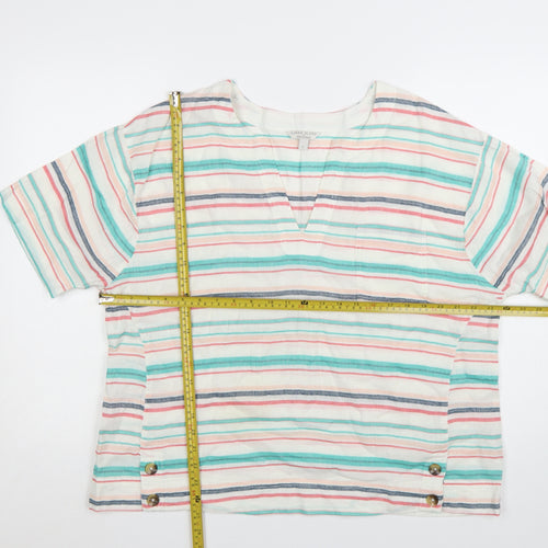 Monsoon Women’s Multicoloured Striped Linen Blend Tunic Blouse L