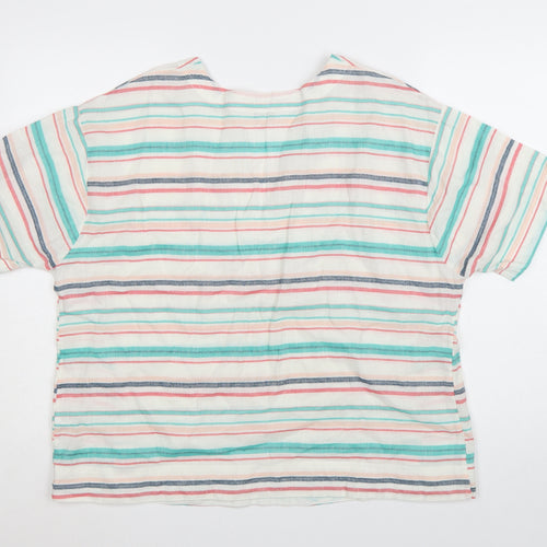 Monsoon Women’s Multicoloured Striped Linen Blend Tunic Blouse L