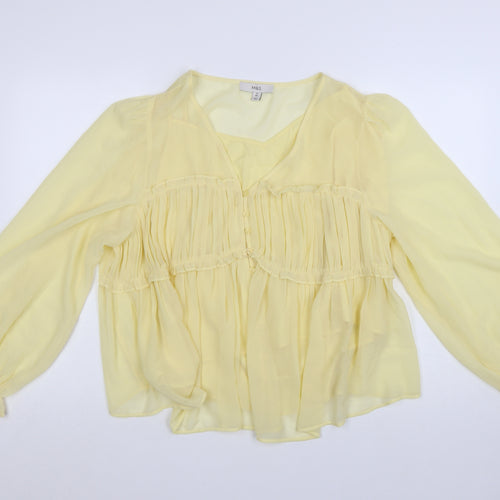 Marks and Spencer Women’s Yellow Chiffon Ruffle Blouse Size 20