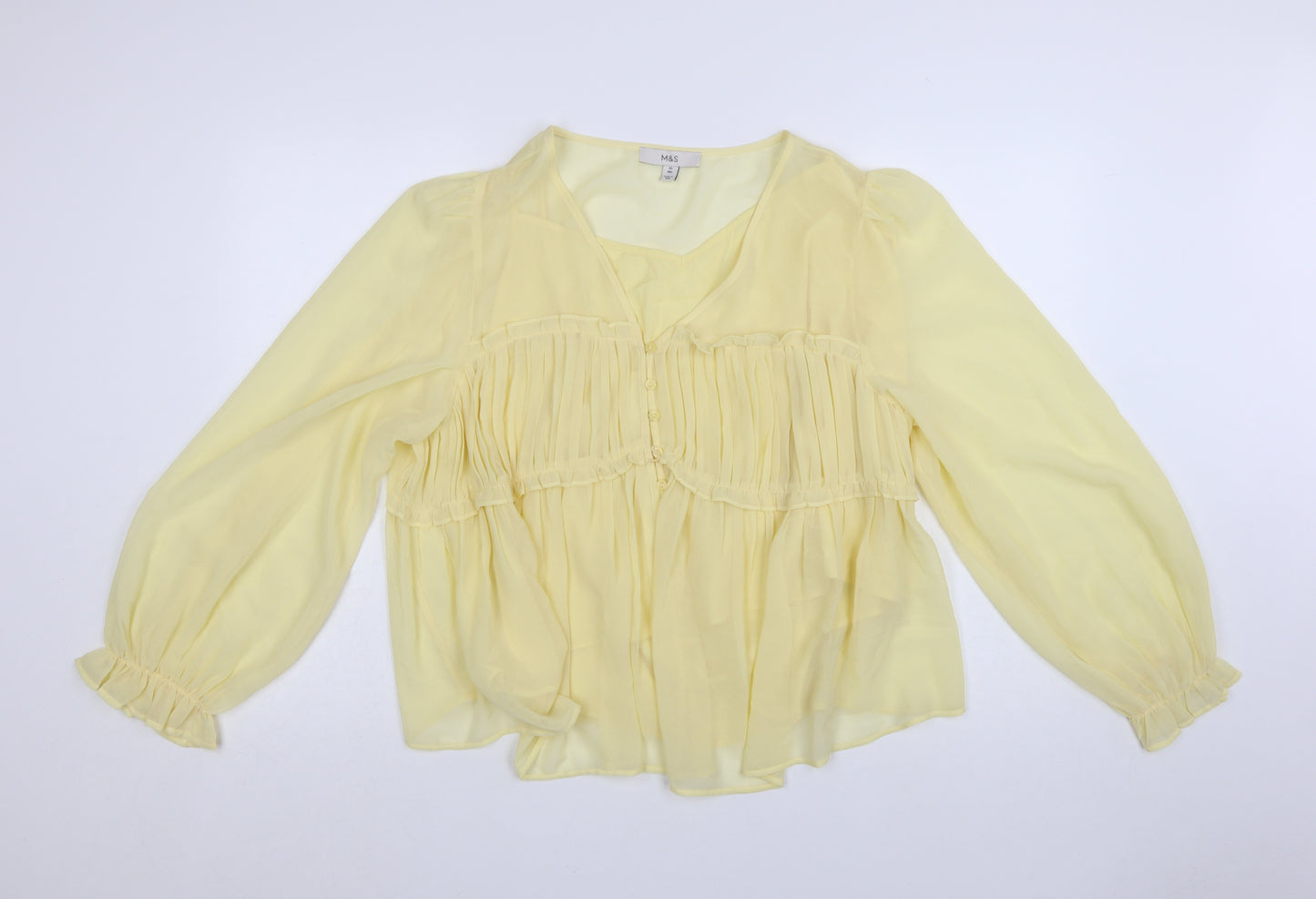 Marks and Spencer Women’s Yellow Chiffon Ruffle Blouse Size 20