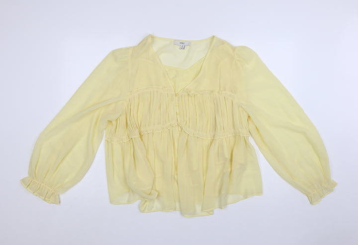 Marks and Spencer Women’s Yellow Chiffon Ruffle Blouse Size 20