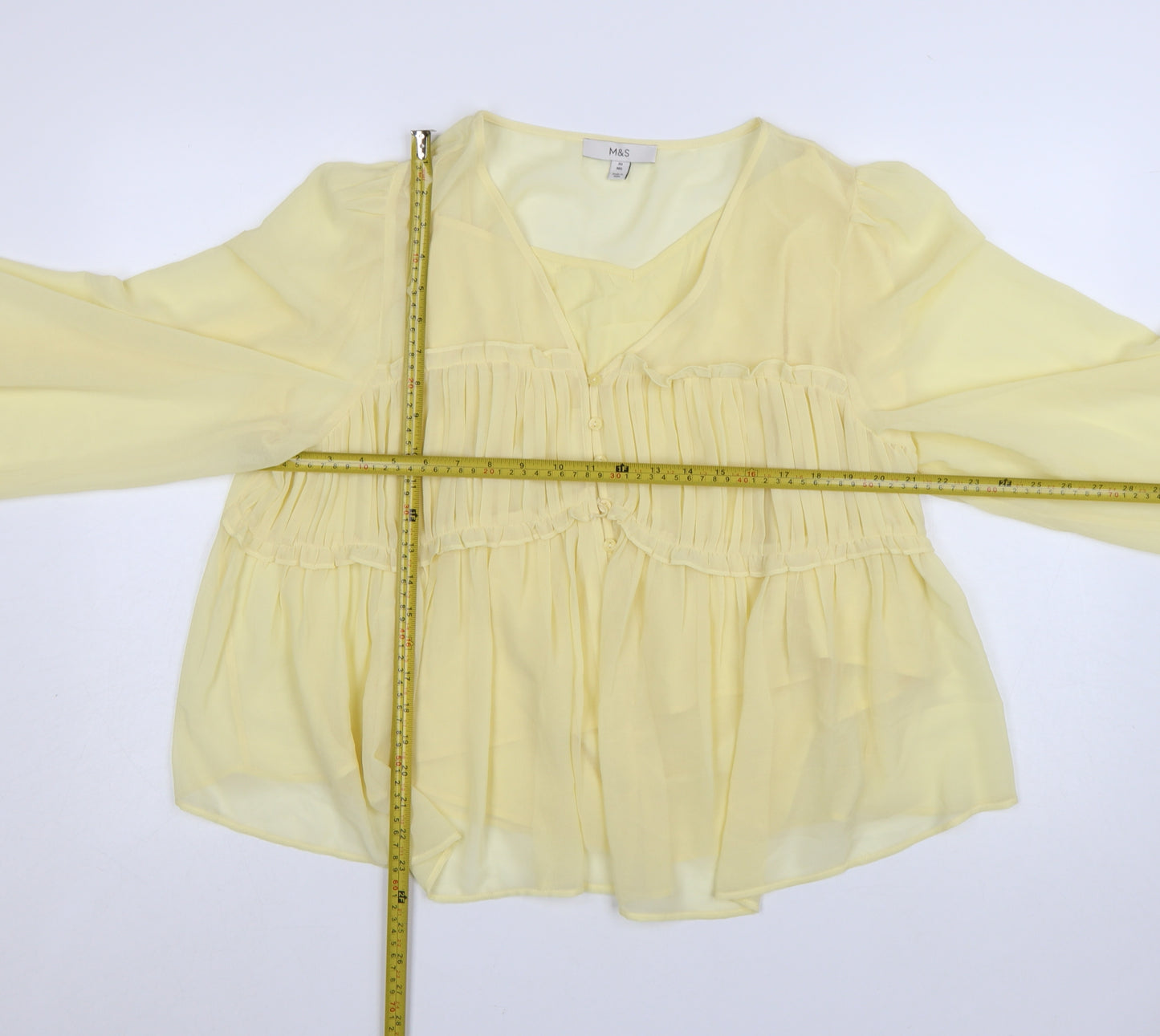 Marks and Spencer Women’s Yellow Chiffon Ruffle Blouse Size 20