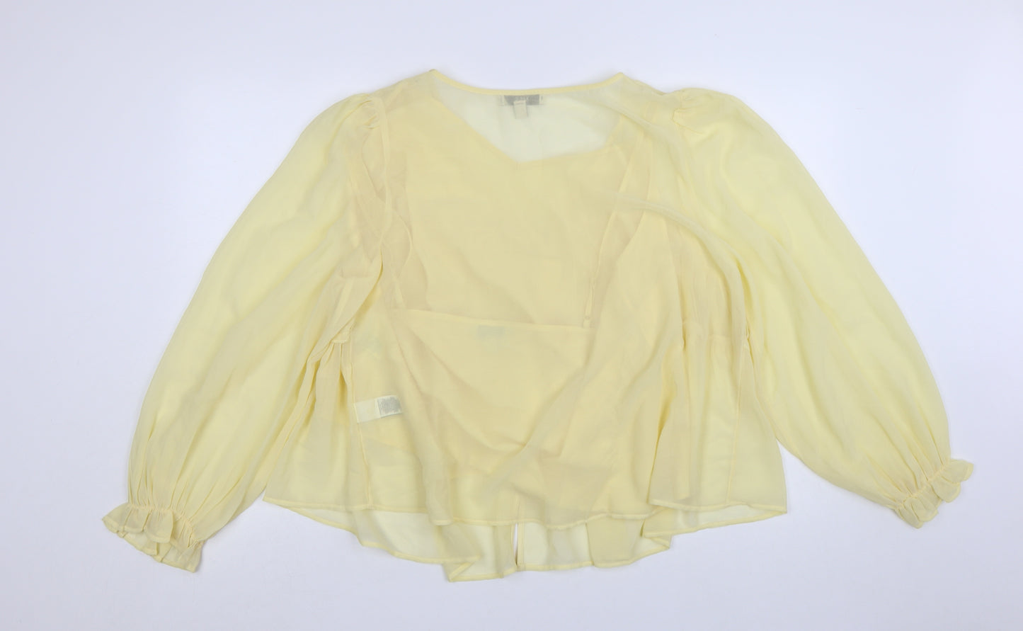 Marks and Spencer Women’s Yellow Chiffon Ruffle Blouse Size 20