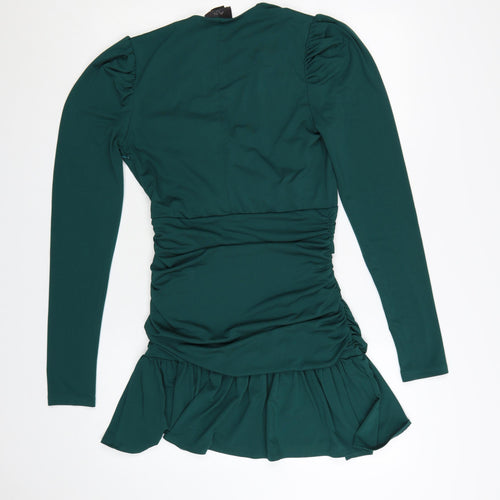 AX Paris Women Green Size 12 Wrap Ruffle Party Dress