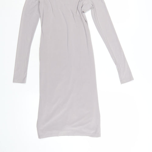River Island Women’s Grey Off Shoulder Ruched Bodycon Dress Size 6