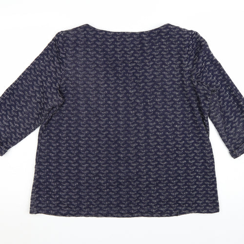 White Stuff Women's Blue Tunic Top Size 14 3/4 Sleeve Cotton Blend