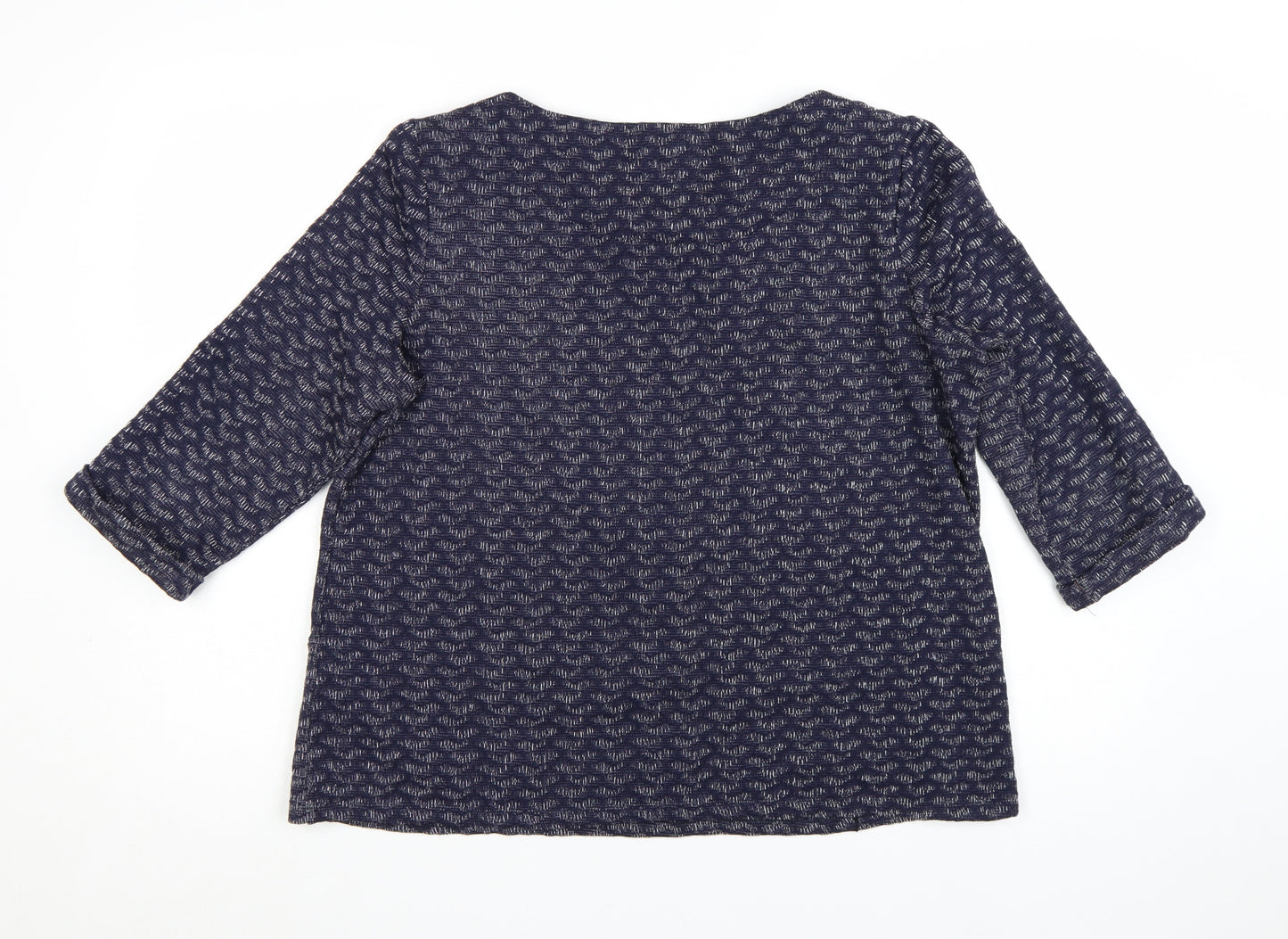 White Stuff Women's Blue Tunic Top Size 14 3/4 Sleeve Cotton Blend