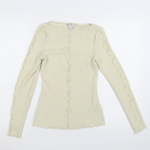 Marks and Spencer Women Beige Long Sleeve Basic Top Size 8 Regular