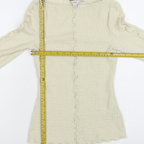 Marks and Spencer Women Beige Long Sleeve Basic Top Size 8 Regular