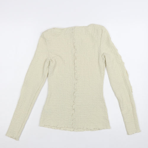 Marks and Spencer Women Beige Long Sleeve Basic Top Size 8 Regular