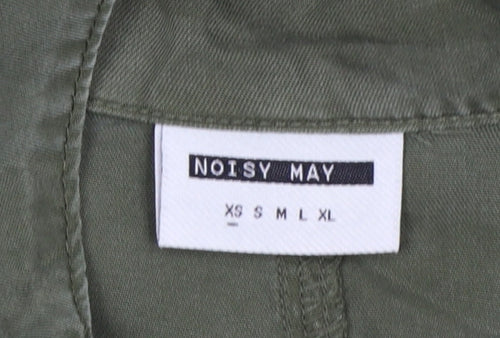Noisy May Women Green Shirt Dress M Collared Belted Casual Utility