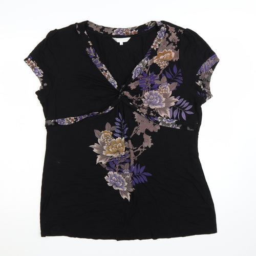 Rocha John Rocha Women's Black Floral Wrap Blouse Size 20