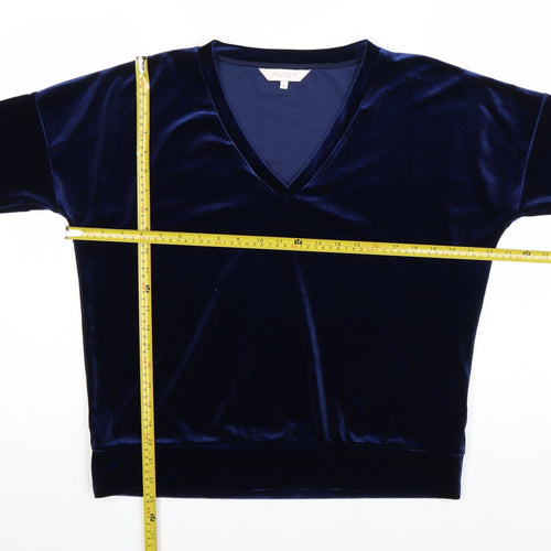 Part Two Women Blue Velvet V-Neck Long Sleeve Blouse M
