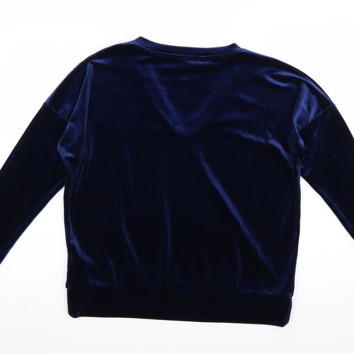 Part Two Women Blue Velvet V-Neck Long Sleeve Blouse M
