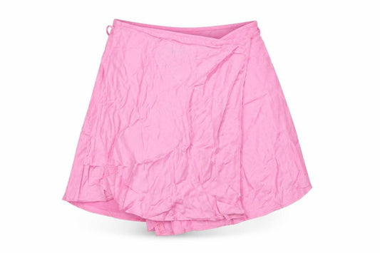 Zara Women Pink Wrap Short Skirt Size 8 Polyester Satin