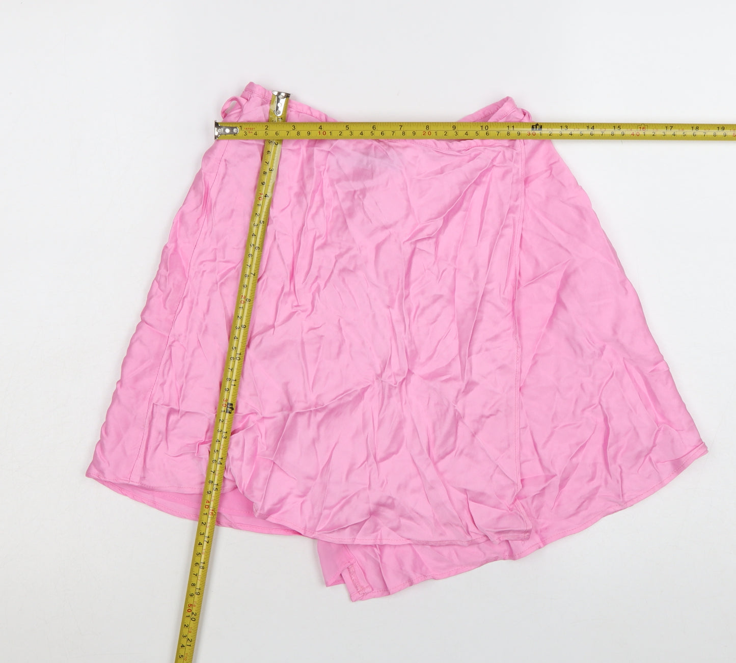 Zara Women Pink Wrap Short Skirt Size 8 Polyester Satin