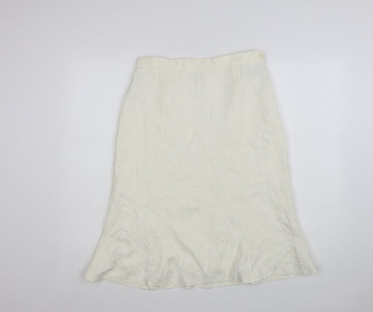 Roman Originals Women Ivory Floral A-Line Knee Length Skirt Size 12