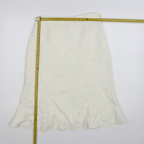 Roman Originals Women Ivory Floral A-Line Knee Length Skirt Size 12