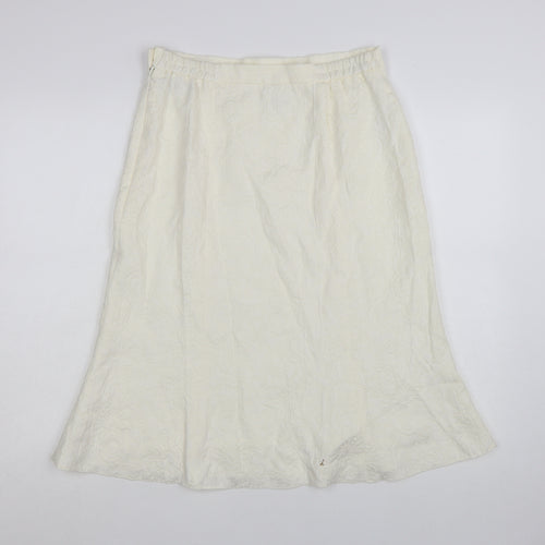 Roman Originals Women Ivory Floral A-Line Knee Length Skirt Size 12