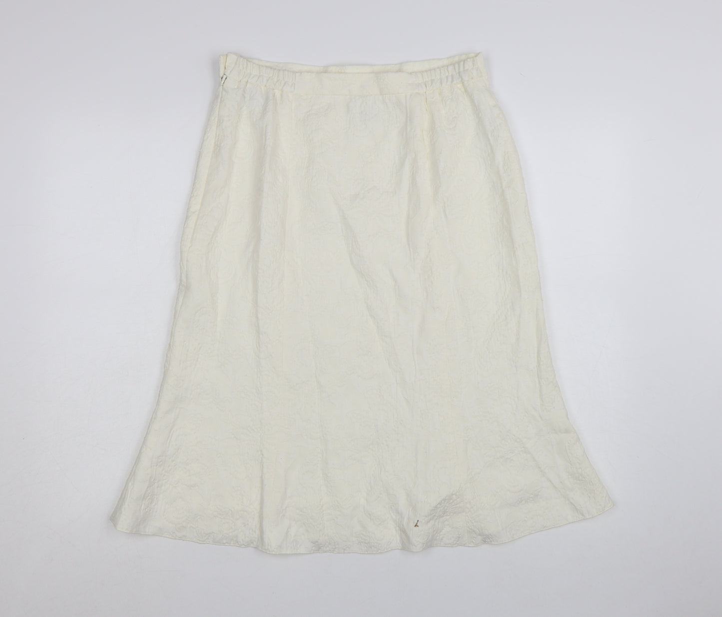 Roman Originals Women Ivory Floral A-Line Knee Length Skirt Size 12
