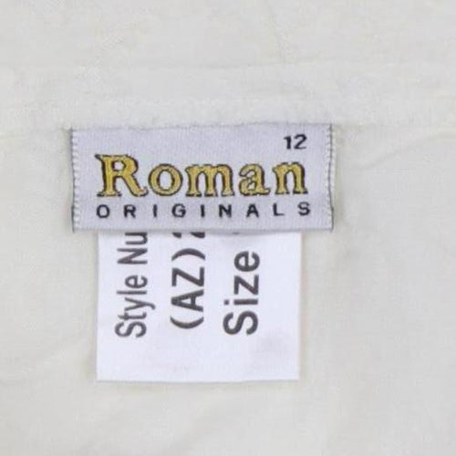 Roman Originals Women Ivory Floral A-Line Knee Length Skirt Size 12