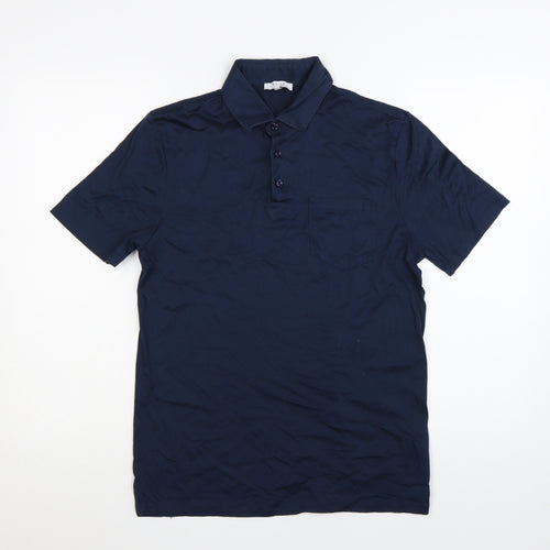 Reiss Men's Blue Egyptian Cotton Polo Shirt Size S Regular Fit