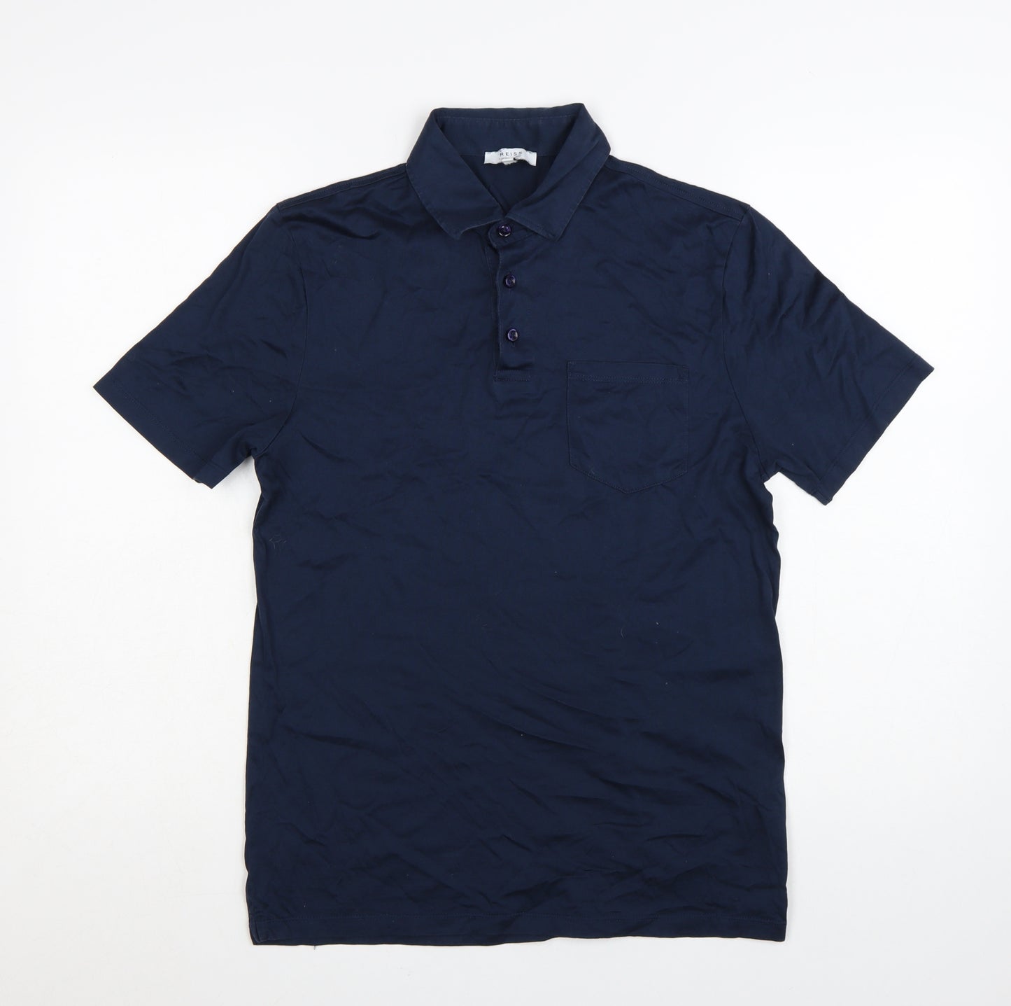 Reiss Men's Blue Egyptian Cotton Polo Shirt Size S Regular Fit