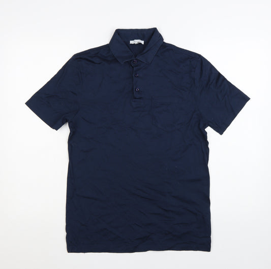 Reiss Men's Blue Egyptian Cotton Polo Shirt Size S Regular Fit