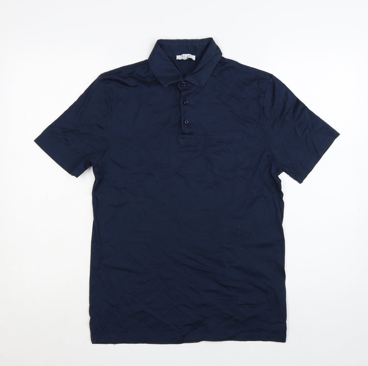 Reiss Men's Blue Egyptian Cotton Polo Shirt Size S Regular Fit