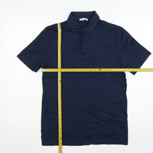 Reiss Men's Blue Egyptian Cotton Polo Shirt Size S Regular Fit