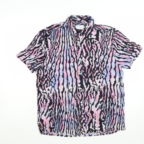 Topman Men’s Multicoloured Animal Print Short Sleeve Button-Up Shirt Size M